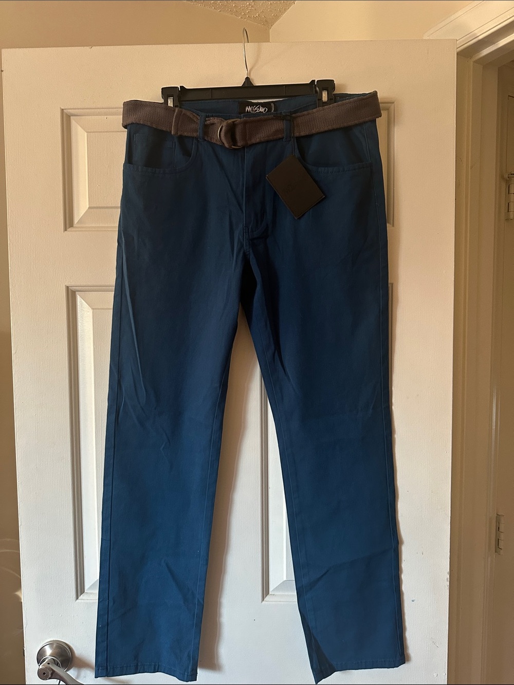 Mossimo Supply Co. Men's Dark Teal Blue Chinos with Gray Belt